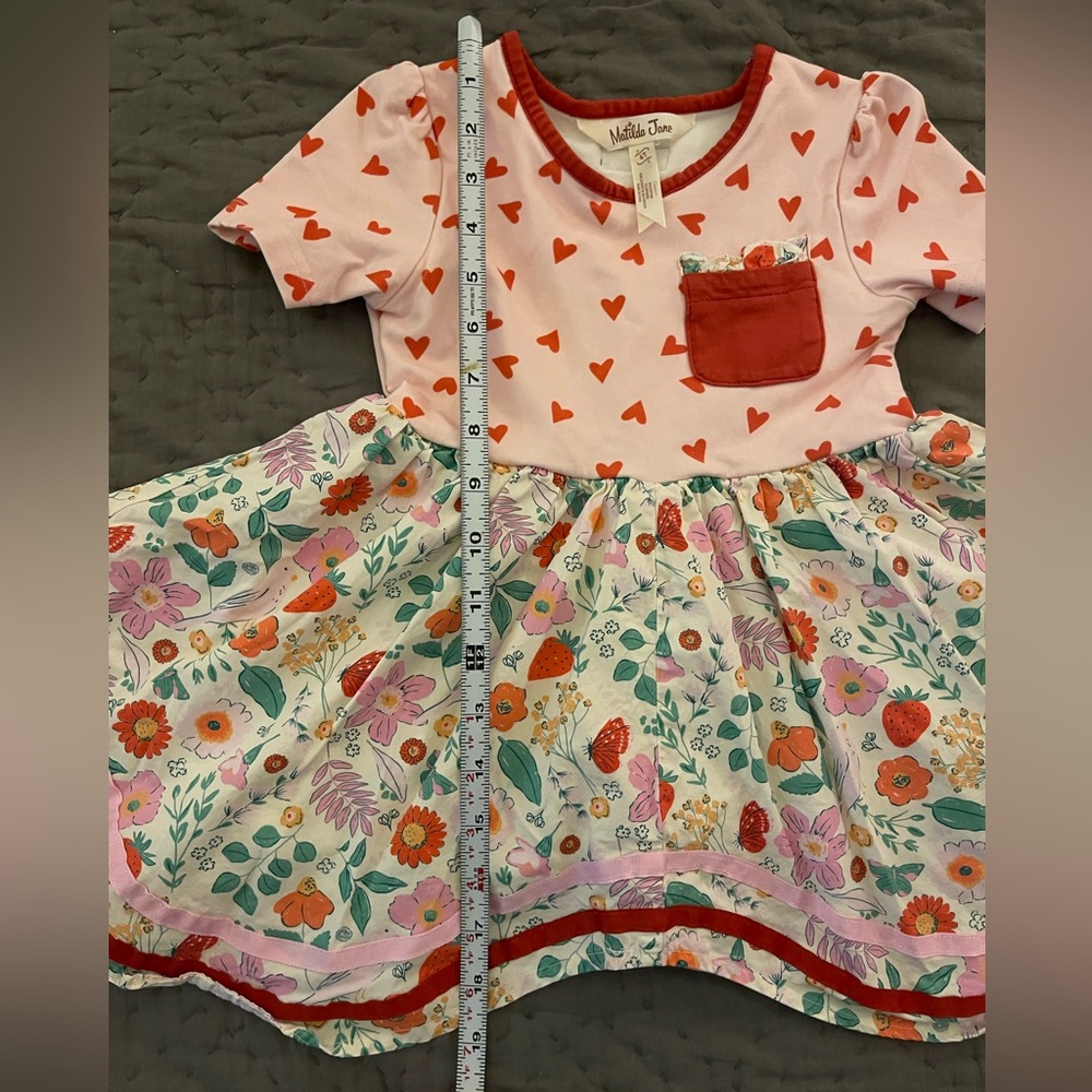 Matilda Jane Heart to Heart Rosebud Floral Lap Dress Sz 4T Cotton Valentines Day - Picture 3 of 8